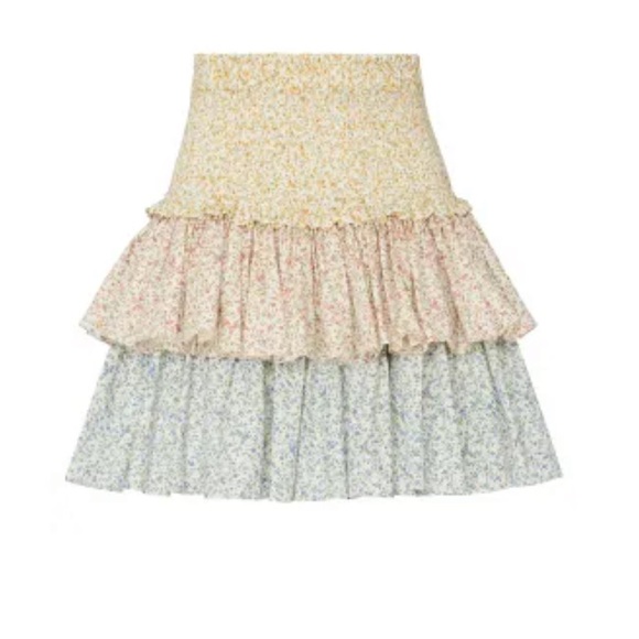 Petersyn X Revolve Asia skirt smocked tiered floral boho romantic - Picture 4 of 13